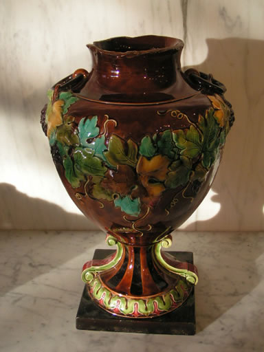 Brown Italian Majolica Urn